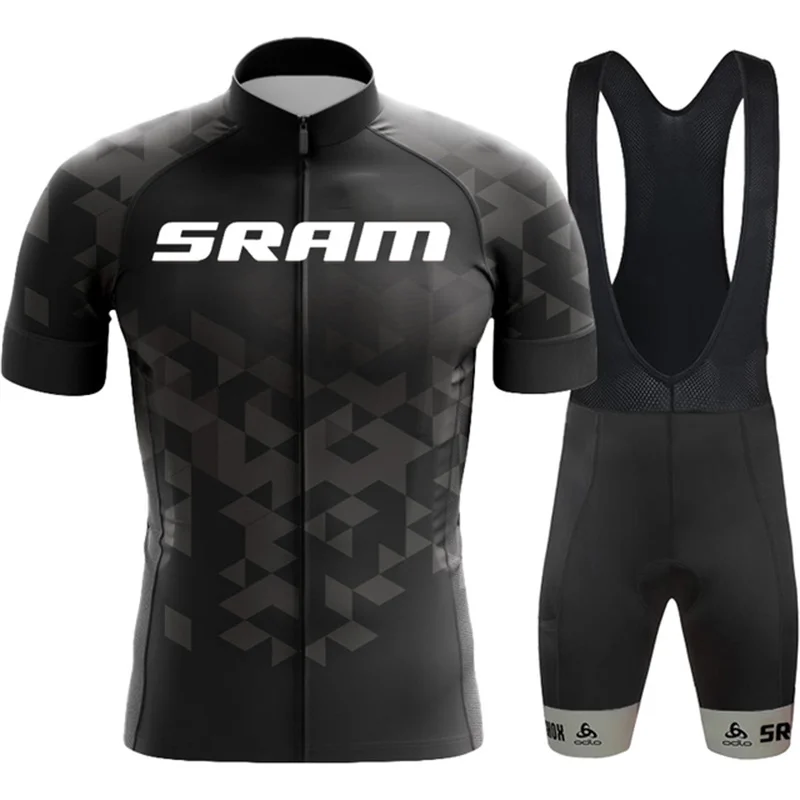 Preto sram roupas da equipe de ciclismo bicicleta jersey 20d calções de bicicleta ropa ciclismo rápido seco mens verão ciclismo maillot conjunto culotte