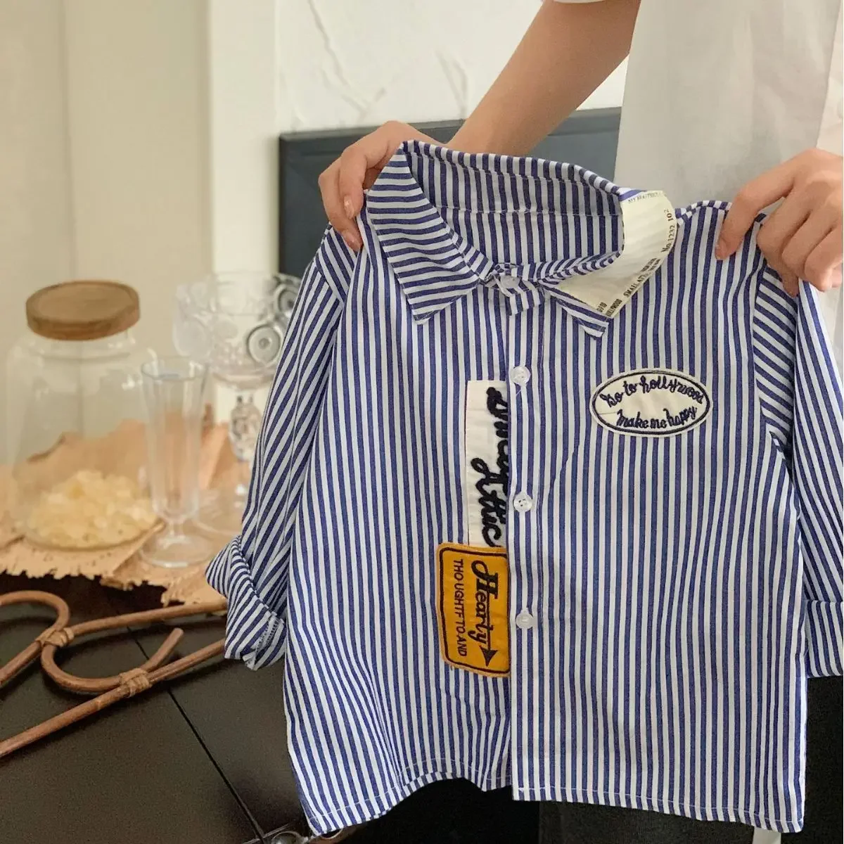 Children's Spring Long Sleeve Shirt Boys Girls Korean Version Cotton Candy Colored Shirt For Kids