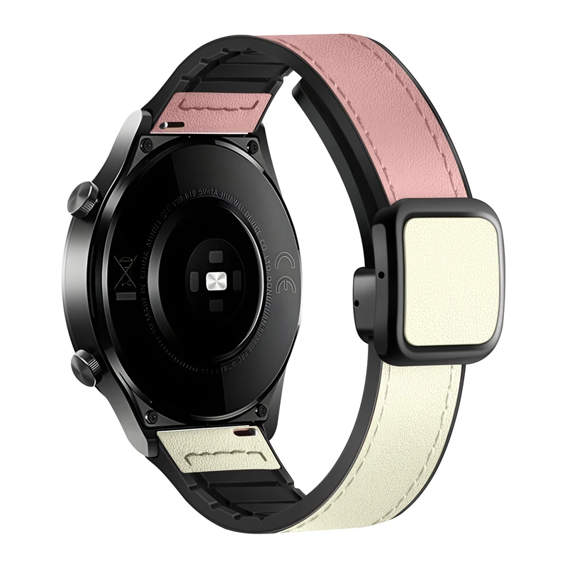 Dual-Material Leather and Silicone Watch Strap - 22mm/20mm Adjustable Band