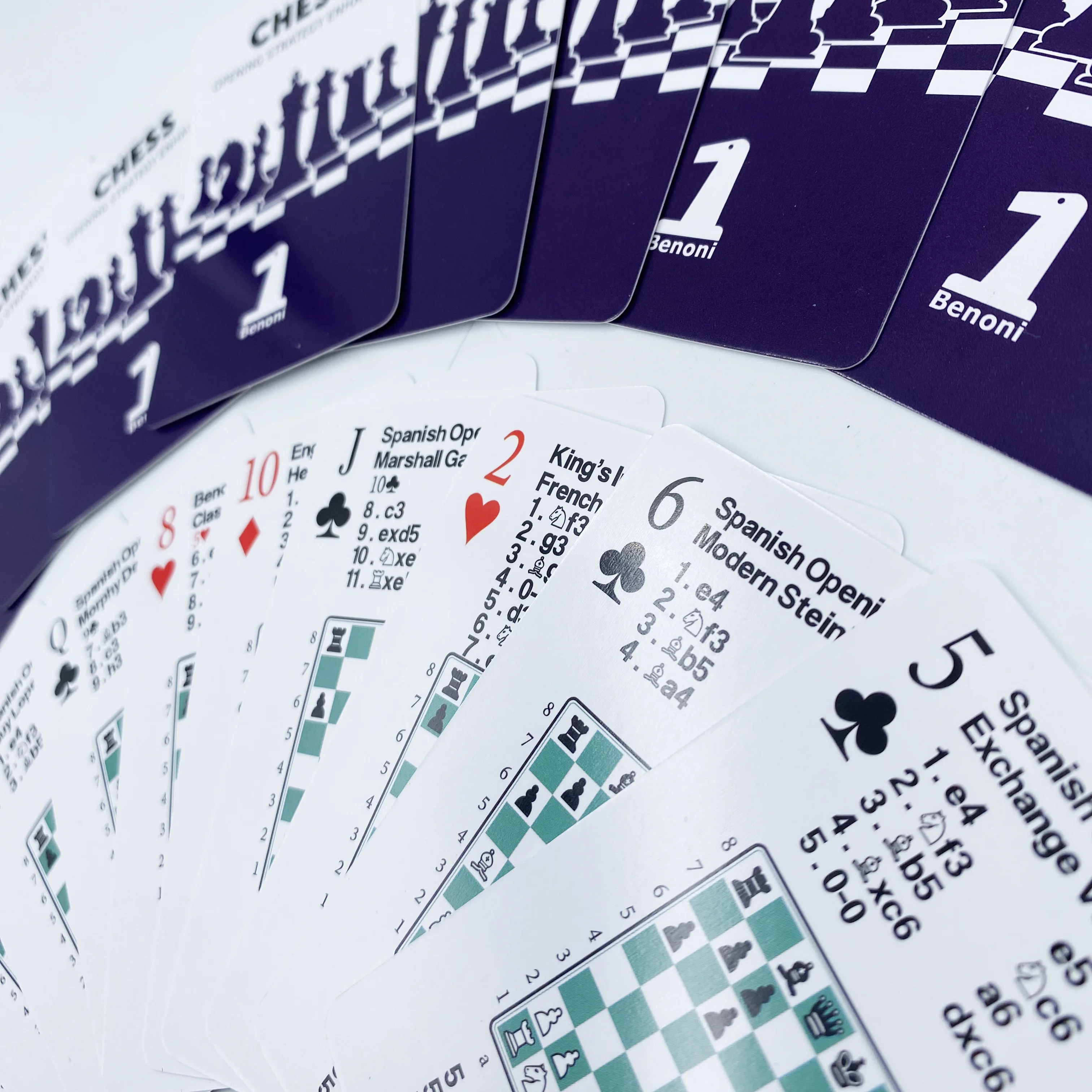 Benoni Chess Openings Cards for chess lovers to study chess strategy tactics opening moves