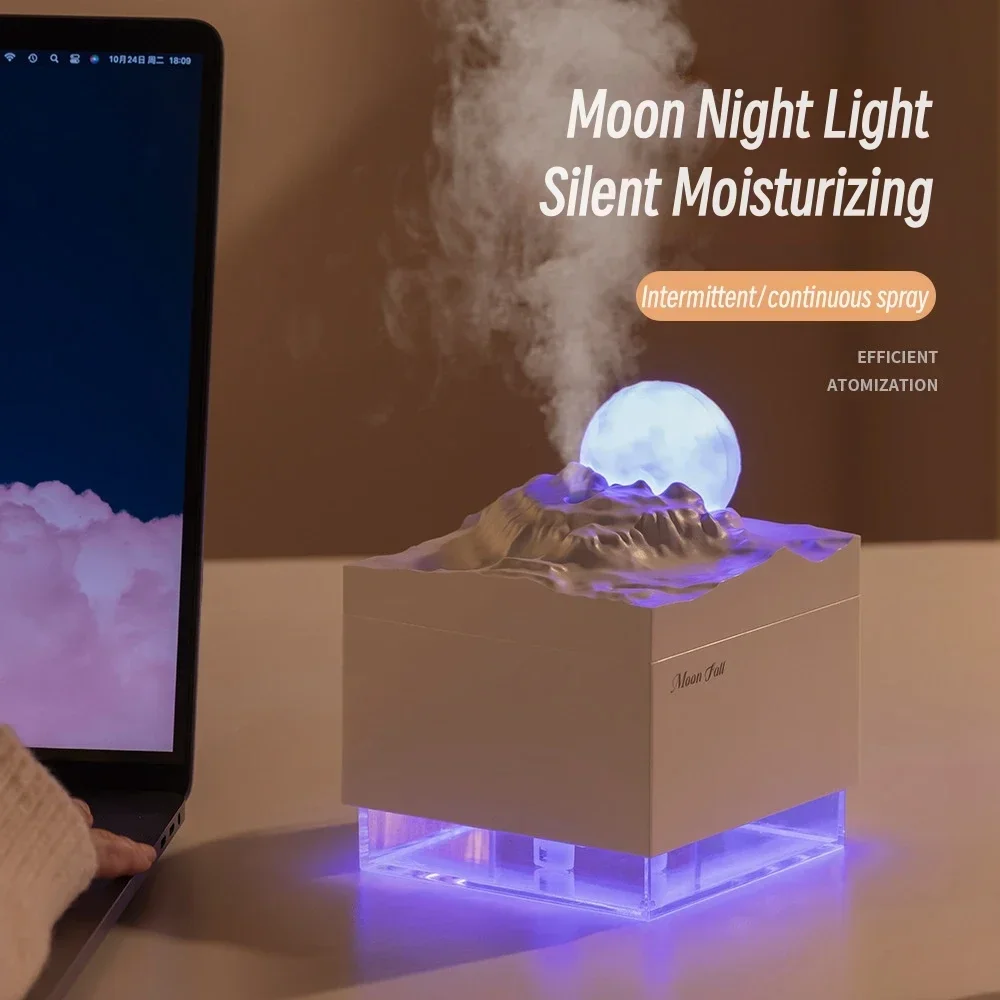 

Bedroom Plants Humificador with Color Light 300ml Moon Air Humidifier Household Desktop Small Water Supplement Mist Sprayer For