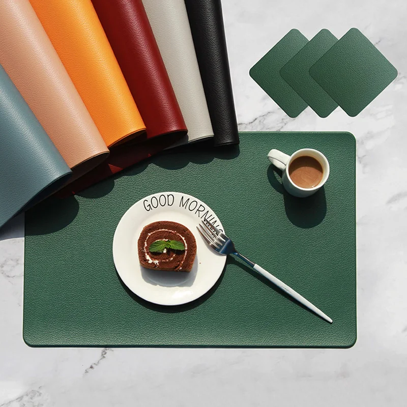 Placemat Table Mat Tableware Pad Pu Leather Waterproof Heat Insulation Nonslip Placemat Soft
