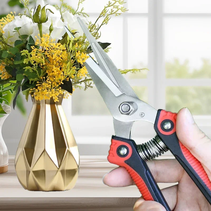Ciseaux de taille en acier inoxydable, ciseaux à branches tranchantes avec poignée antidérapante pour outils de coupe d'arbres fruitiers de jardin