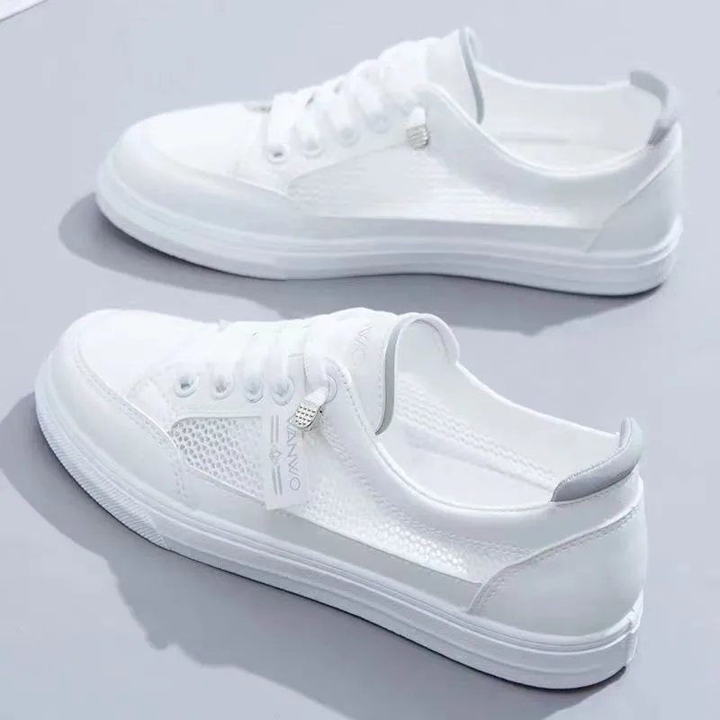 New Moccasins Woman Summer Loafers White Flat Rubber Sole Vulcanize Sports Flat Shoes Female Pu Leather Sneakers 6505