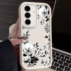 Elegant Black and White Floral Phone Case - Samsung A37 (A746 Beige White)