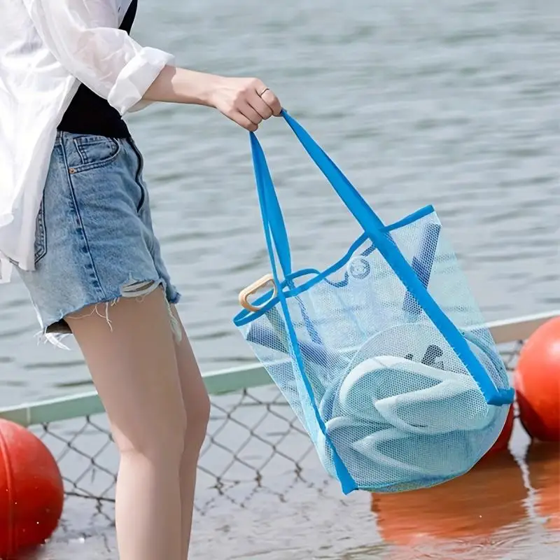 Summer Fashion Mesh Handbag Picnic Beach Bag Women Transparent Swim Storage Large Capacity Shopping Pack