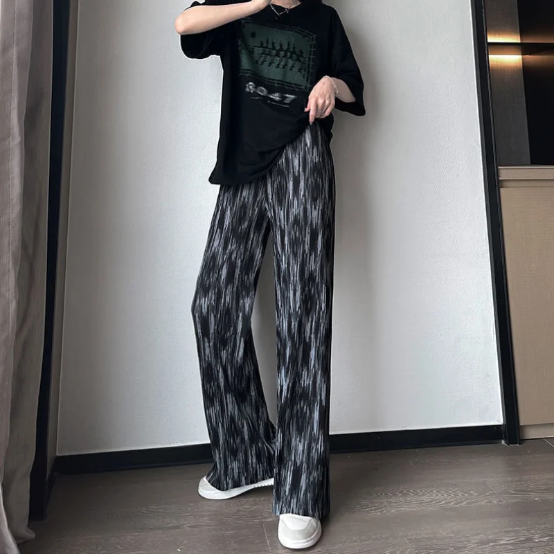 2023 Summer Lightweight High Grade Tie Dyed Women'clothing Casual Spring Waist Breathable Fashion Versatile Loose Wide Leg Pants