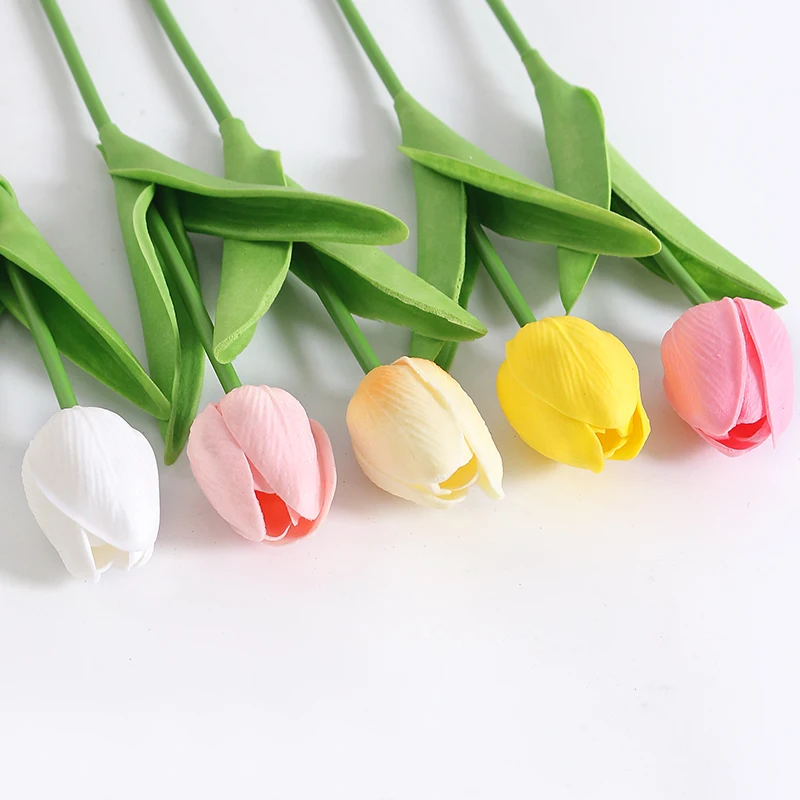 10 Stück Tulpen-Kunstblumen, fühlt sich echt an, künstlicher Blumenstrauß, künstliche Blumen für Hochzeitsdekoration, Hausgarten, Vasendekoration – Detail 14