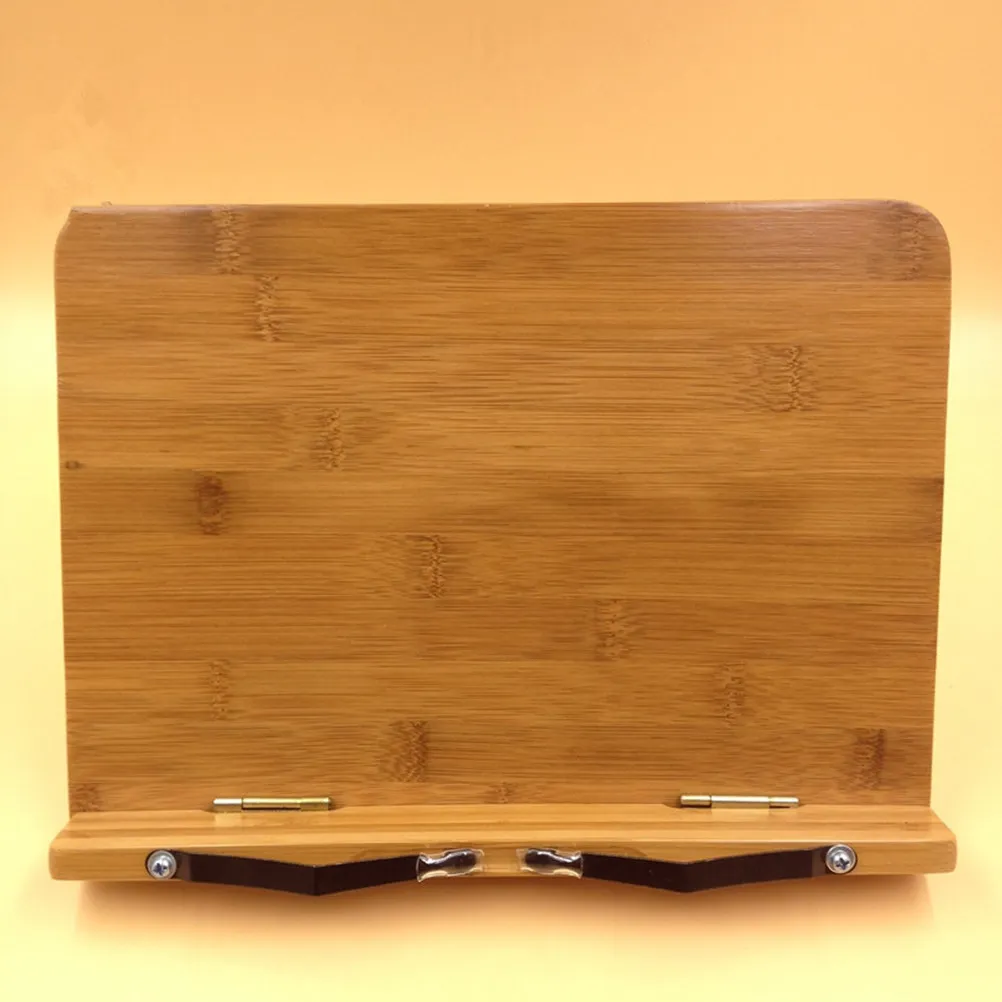 28x20cm 대나무 독서대 책꽂이 페이지 클립과 트레이 포함, 요리책, 악보용, 다각도 조절 가능, 휴대용