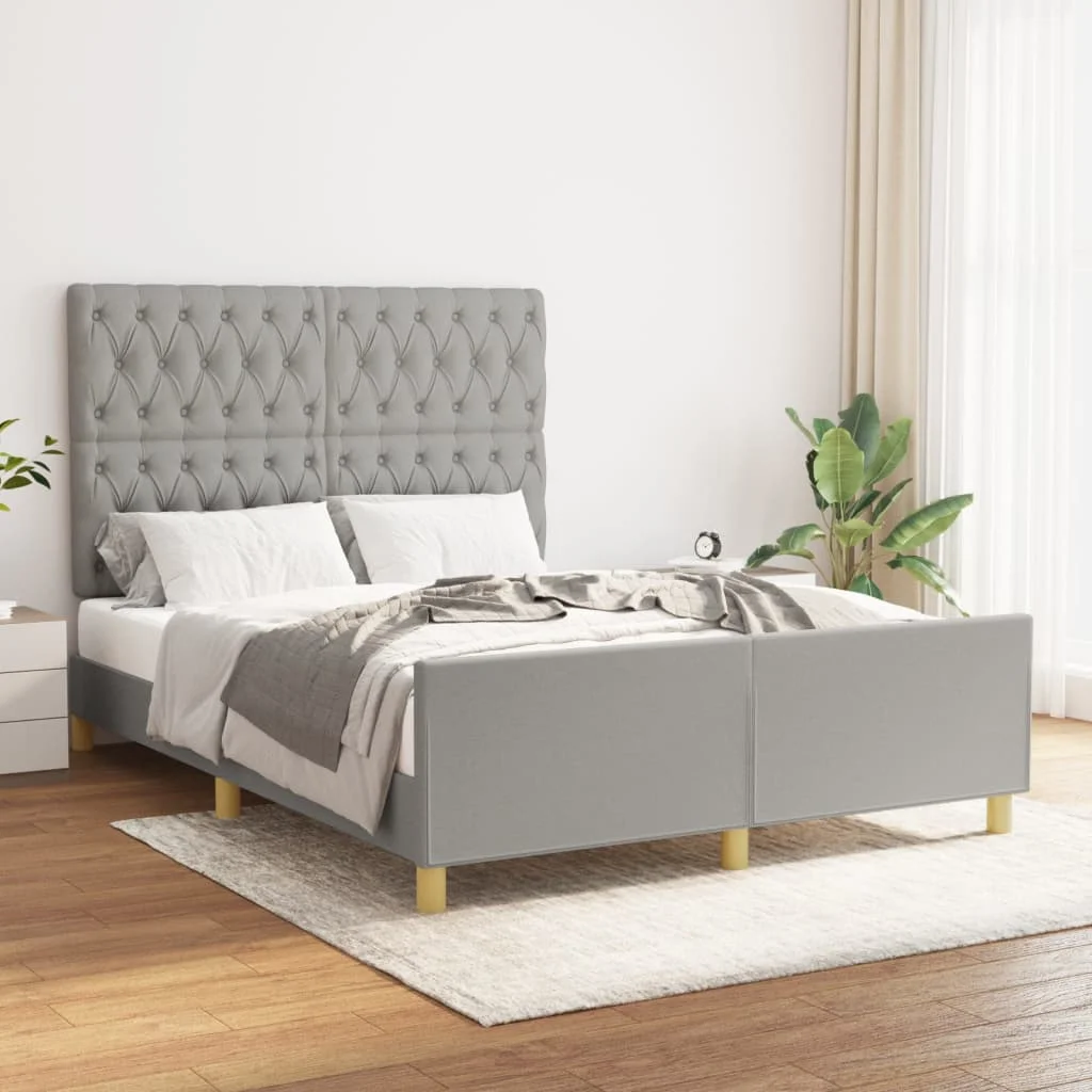 Bed frame with HeadBed light gray 140x200 cm AliExpress