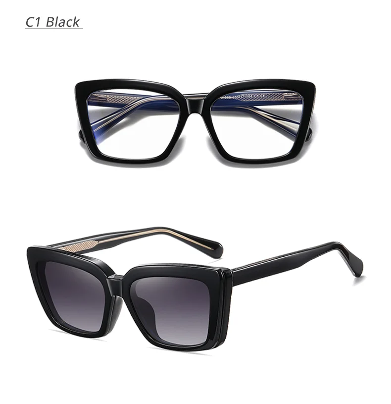 2025 Trend Brillengestell Frau 2-in-1 Damen-Sonnenbrille Luxus Designer Cat Eye Brille Damen Magnet Clip On Brille Zero – Detail 7
