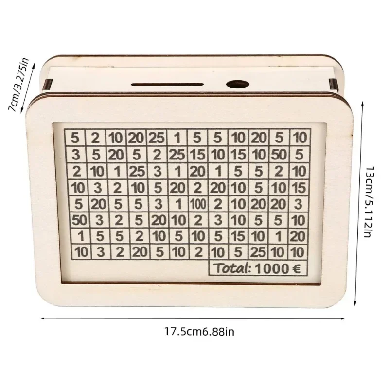 Wooden Piggy Bank Wooden Money Box with Savings Goal and Numbers Reusable Money Storage Case for Adults Child Saving Box