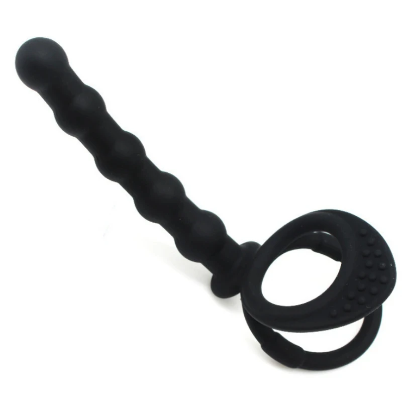 Double Penetration Dildo Rings Strap On Penis Delayed Ejaculation Anal Beads Butt Anus Vaginal Massager Sex Toys For Men Couples
