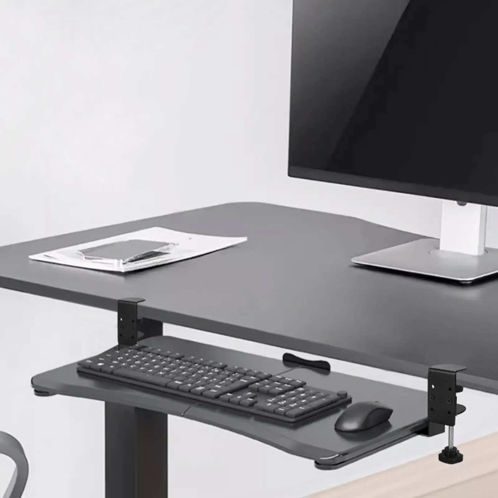 2 Pieces Under Desk Keyboard Tray Slide Keyboard Slides Lap Tray Cabinet Drawer