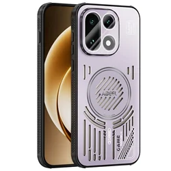Enhanced Aluminum Magnetic Cooling Metal Case with Stand and Lens Protector for OnePlus Ace 6T (Purple)