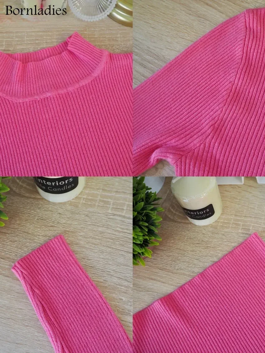 Bornladies Autumn Winter Basic Turtleneck Knitting Bottoming Warm Sweaters 2025 Women's Pullovers Solid Minimalist Cheap Tops