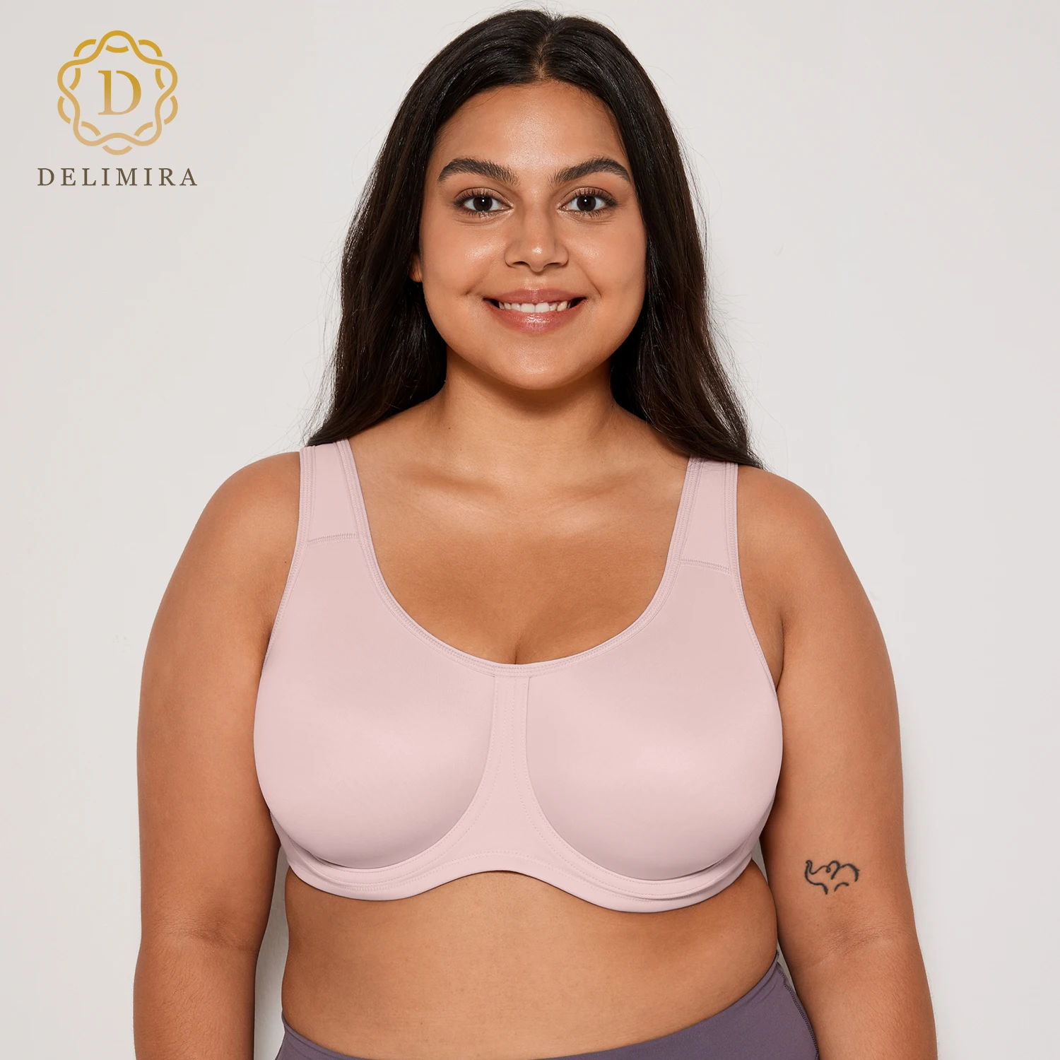 Women's Max Control Underwire Active Bra High Impact Plus Size with Adjustable Straps