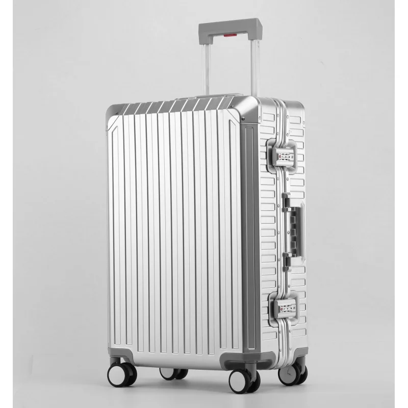 Suitcase Aluminum-Magnesium Alloy Trolley Case All-Metal Travel suitcase Rolling Luggage Universal Wheel Luxury brand Luggage