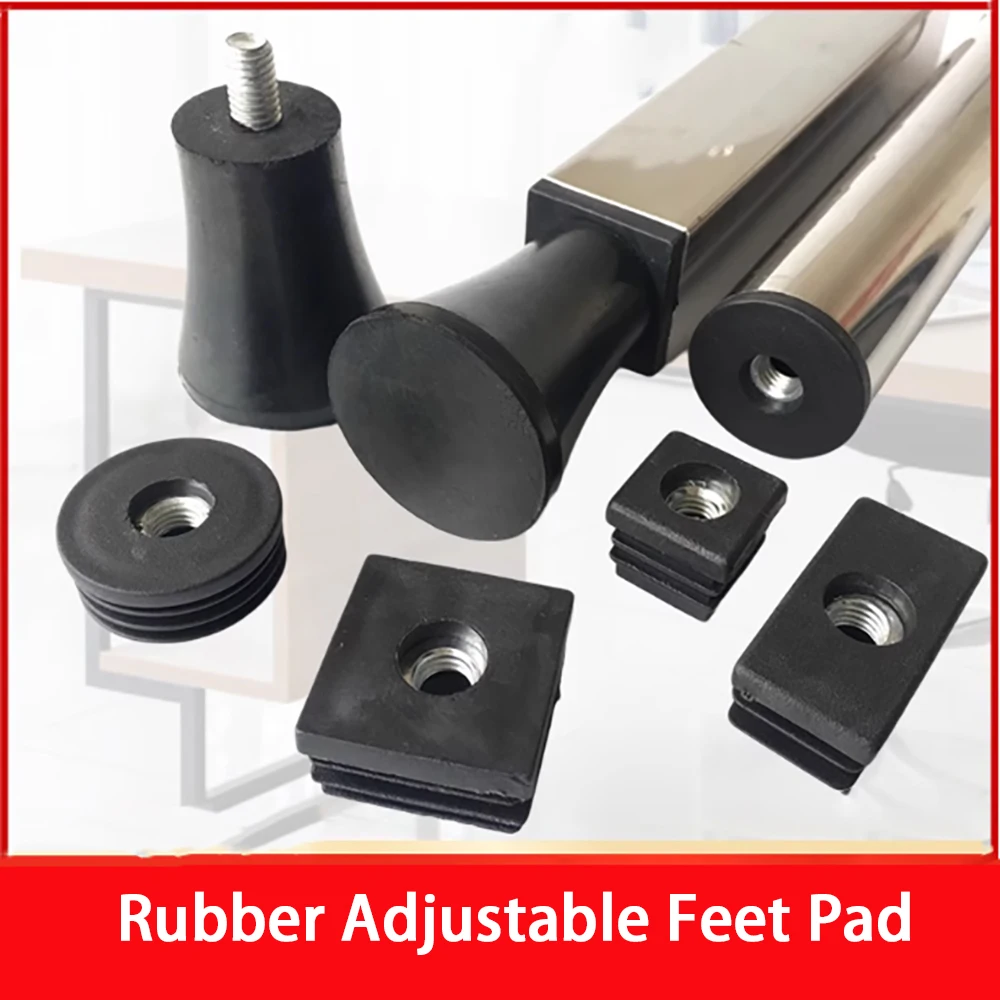Rubber Adjustable Feet Pad M6 M8 M10 With Screw Table Chair Balck Leveling Foot Pad Furniture Leg Anti-shock Protection