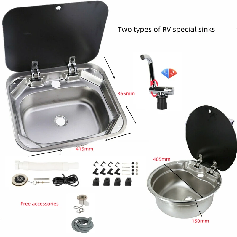 Rv Round &square Sink With Cover Caravan Round Hand Wash Basin Sink