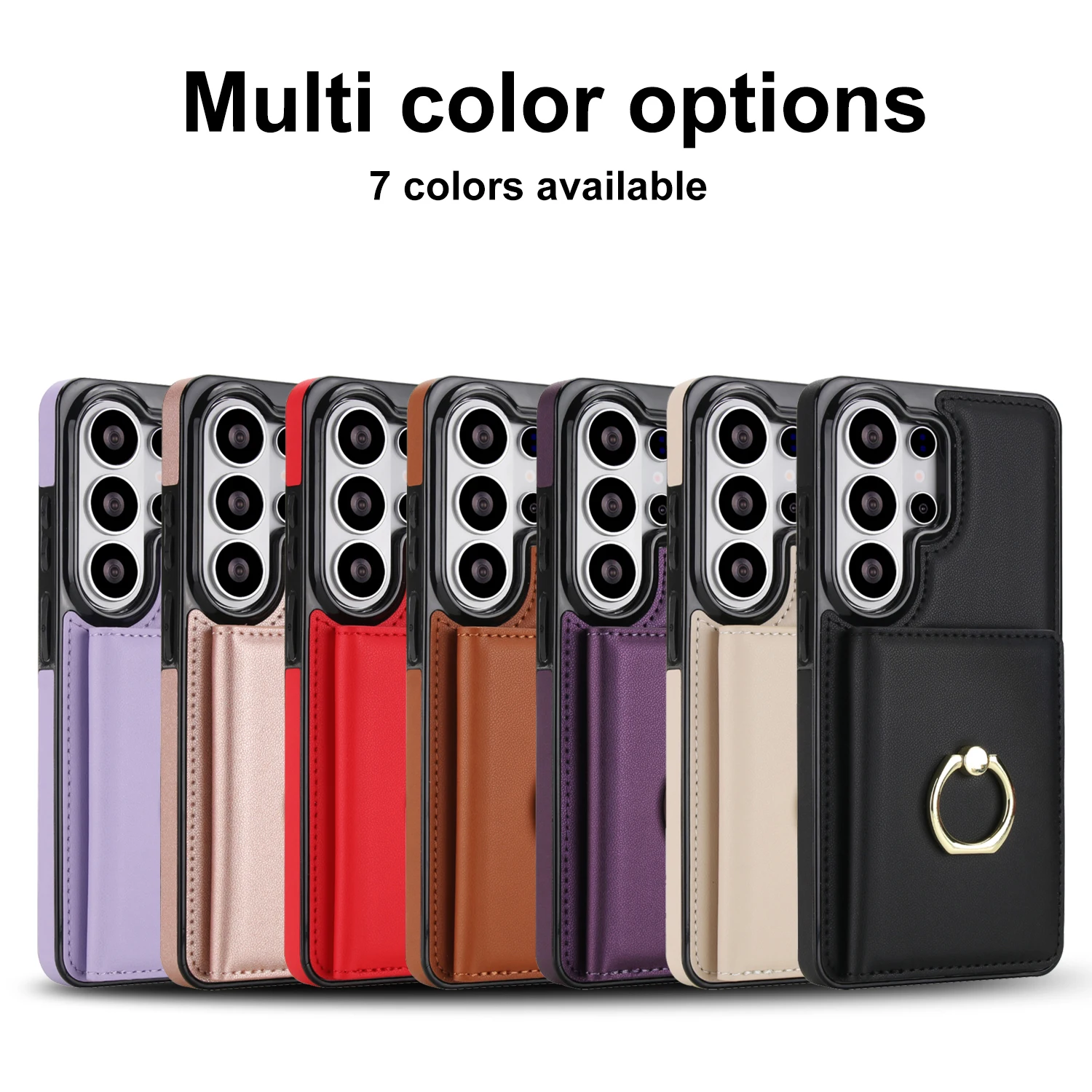 Leather Phone Case With Ring Holder And Card Slots For Samsung_voghion.com