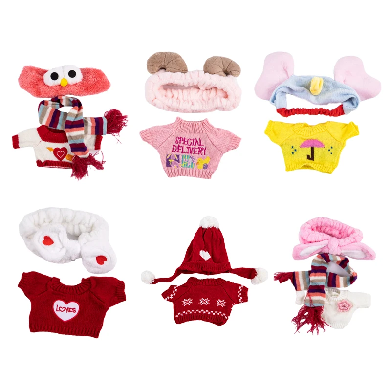 30cm LaLafanfan Cafe Duck Dog Plush Toys Cartoon Stuffed Dolls Accessories Clothes Clothing Sweaters Hair Band Kids Girls Gifts