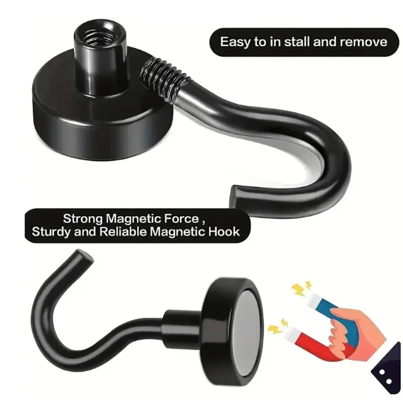 Magnetic Hooks 6Pcs 15 Lbs (Approx 7Kg) Indoor Hangings for Kitchens Workplaces Offices and Garages