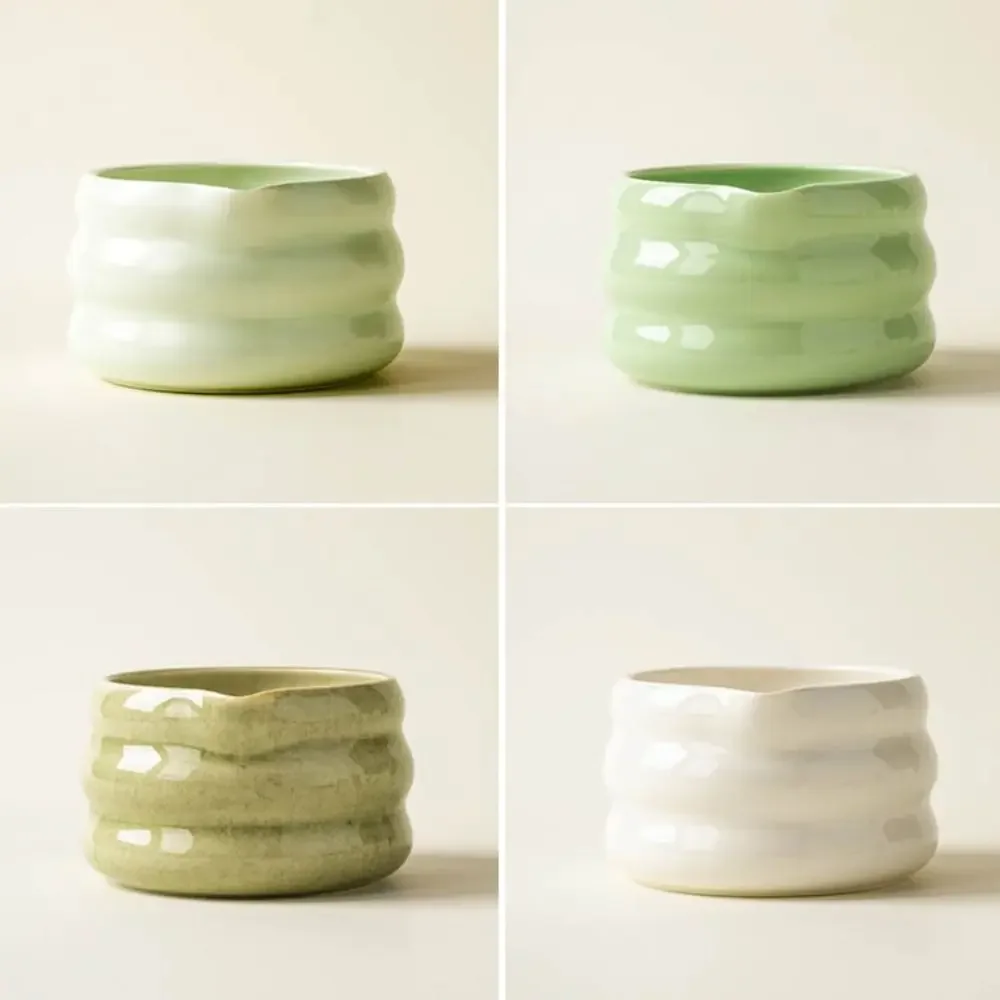 Ceramic Matcha Tea Set Smooth High Temperature Resistant Tea Wash Stool shaped Bowls Large Capacity Durable Ceremony Tool