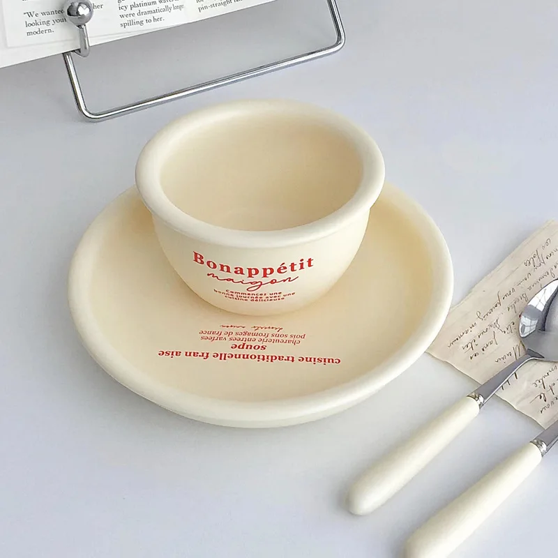 KoreanMatteCeramicTablewareBowlandPlateSetInsCuteSolidColor