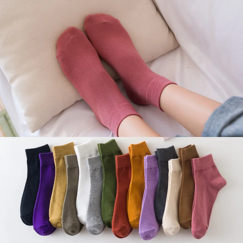 6 Pairs Women Pure Color Short Socks