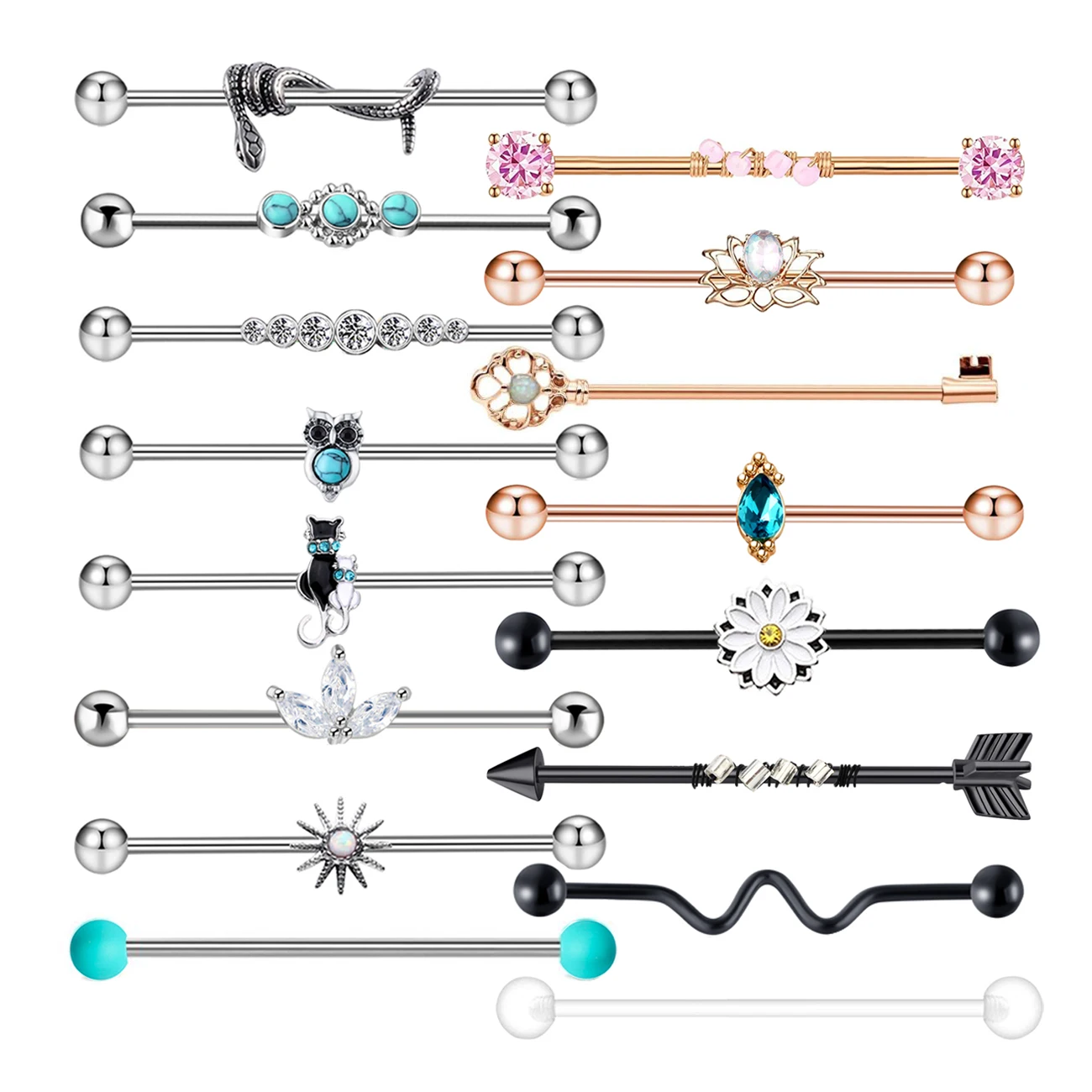 

Surgical Steel Piercing Industrial Cubic Zircon Cross Cartilage Ear Industrial Earrrings Barbell Implant Body Piercing Jewelry