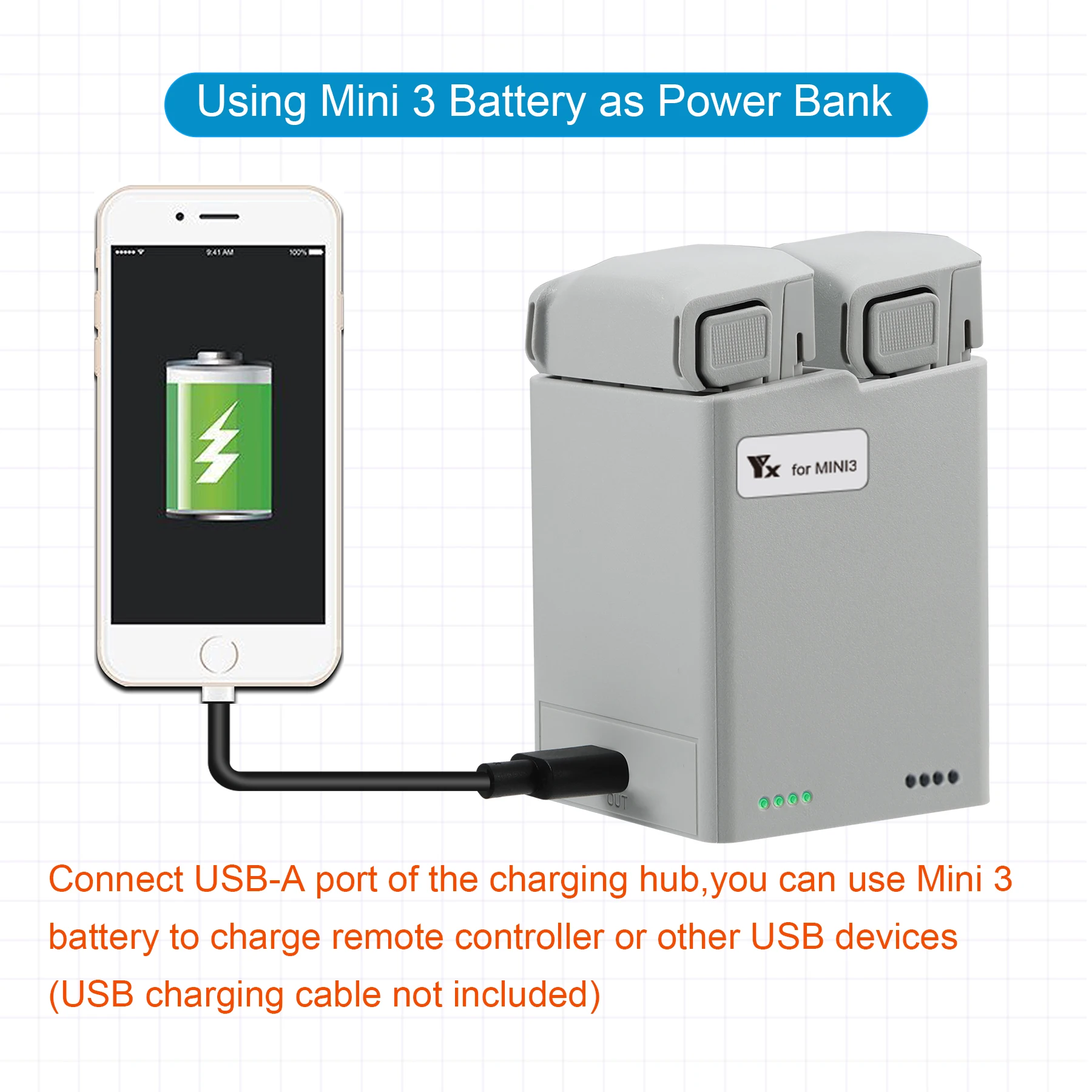 Description Picture 5 of itemCharger Hub for DJI Mini 4 pro/Mini 3 Pro/Mini 2/4K Drone Battery Charging Butler Two-way Charging 2 Batteries Drone Accessories