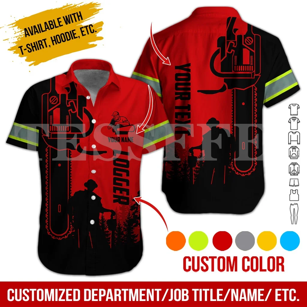 NewFashion Customize Worker Wood Logger Chainsaw Retro Tattoo Harajuku Streetwear 3DPrint Summer Casual Beach Hawaiian Shirts A2