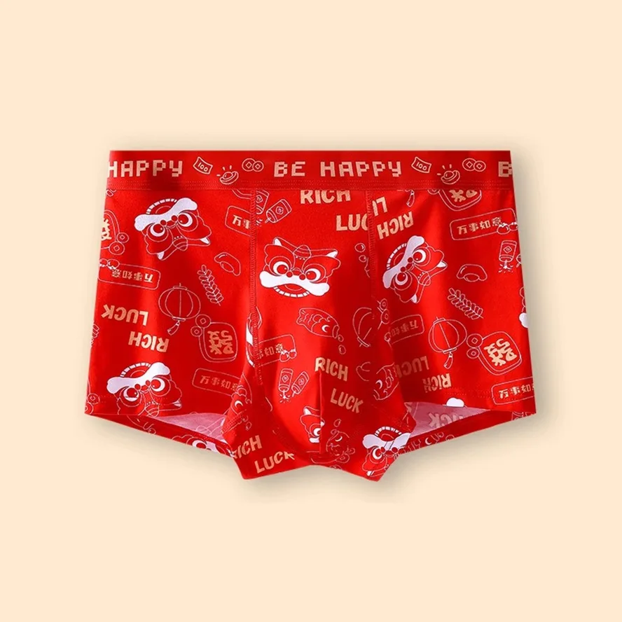 Red underwear men's boxer shorts 3PCS