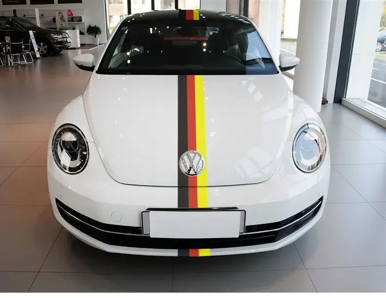 Auto-Aufkleber Farbstreifen Rallye Seitenhaube Renn-Vinyl-Aufkleber Dekorfolie Auto-Zubehör Dreifarbige Nationalflaggen-Aufkleber – Detail 7
