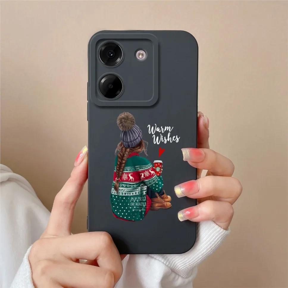 Sweet Girl Soft Liquid Silicone Protective Phone Case Cover