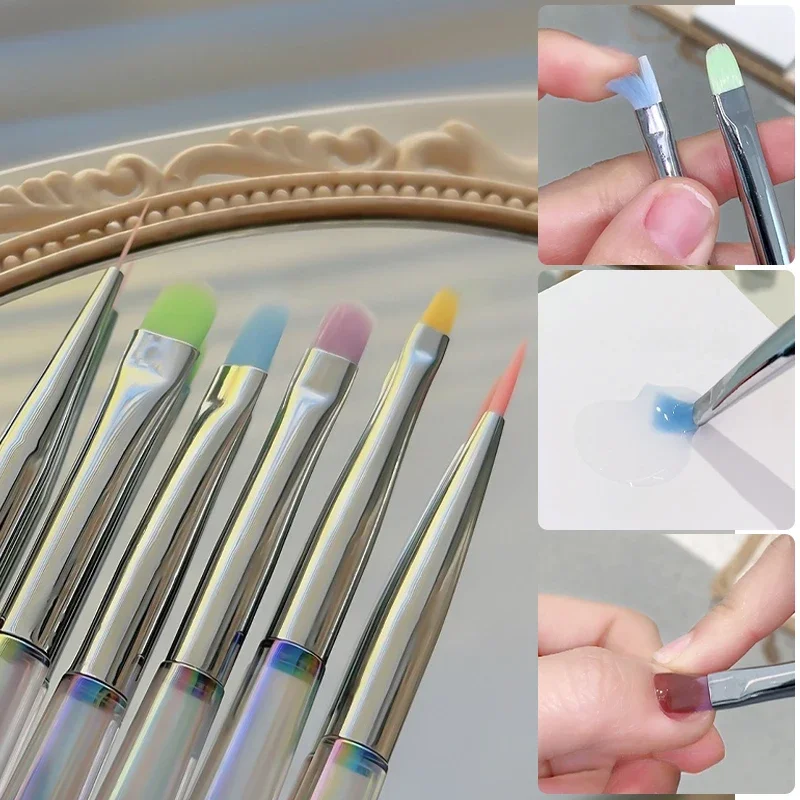6 Sizes Nail Art Brush Transparent Nail Liner Brush Stripe Pattern Painting Brush Acrylic UV Gel Extension Drawing Carving Pen 3
