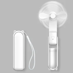 Compact USB Rechargeable Foldable Handheld Fan with 3-Speed Settings for Travel and Outdoor Use (White)