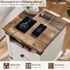 Farmhouse Nightstand with Charging Station,18" Rustic Night Stand with 2 Storage Drawers,Wood End Table for Bedroom, Living Room 4