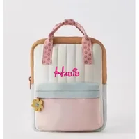New Children's Backpack, Children's Shopping Bag, Personalized Embroidery, Cute Sunflower Color Blocked Small Backpack 1