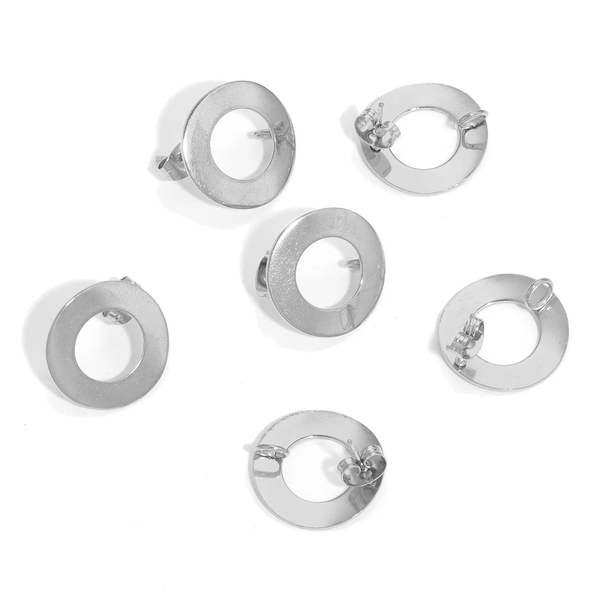 Stainless Steel 18mm Round Stud Earrings with Hanging DIY Earring Accessory 3