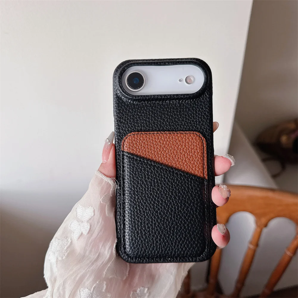 Luxury Color Collision Leather Wallet Card Slot Phone Case - Elegant Back Cover