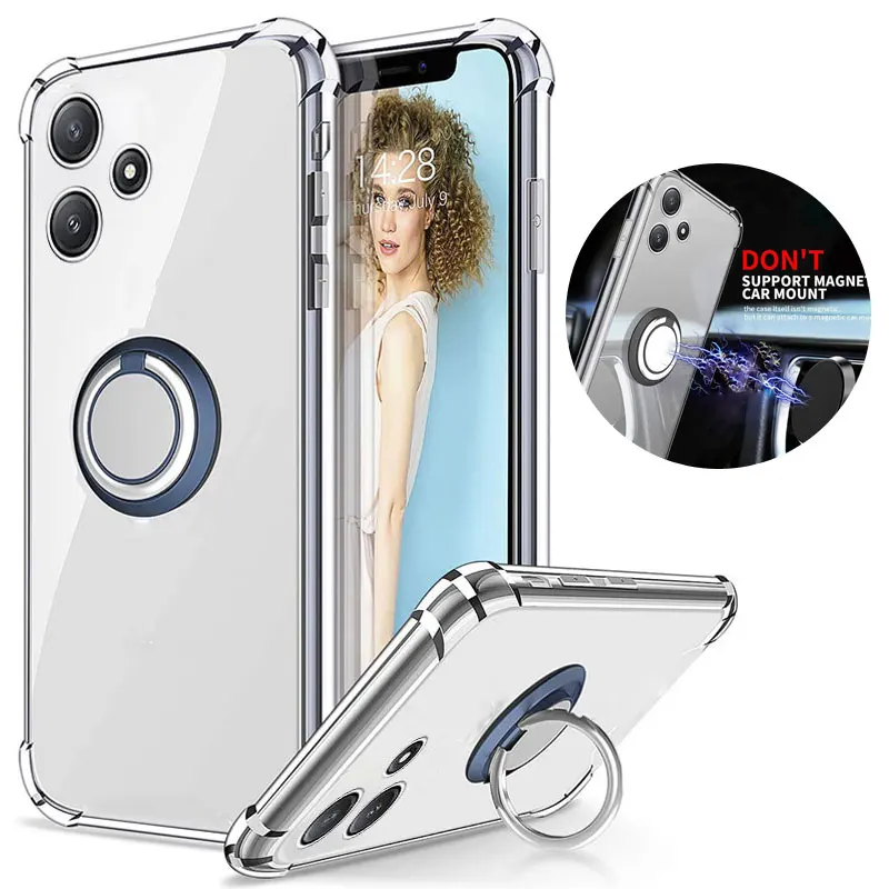 Magnetic Ring Holder Soft Silicone Shockproof Transparent Case
