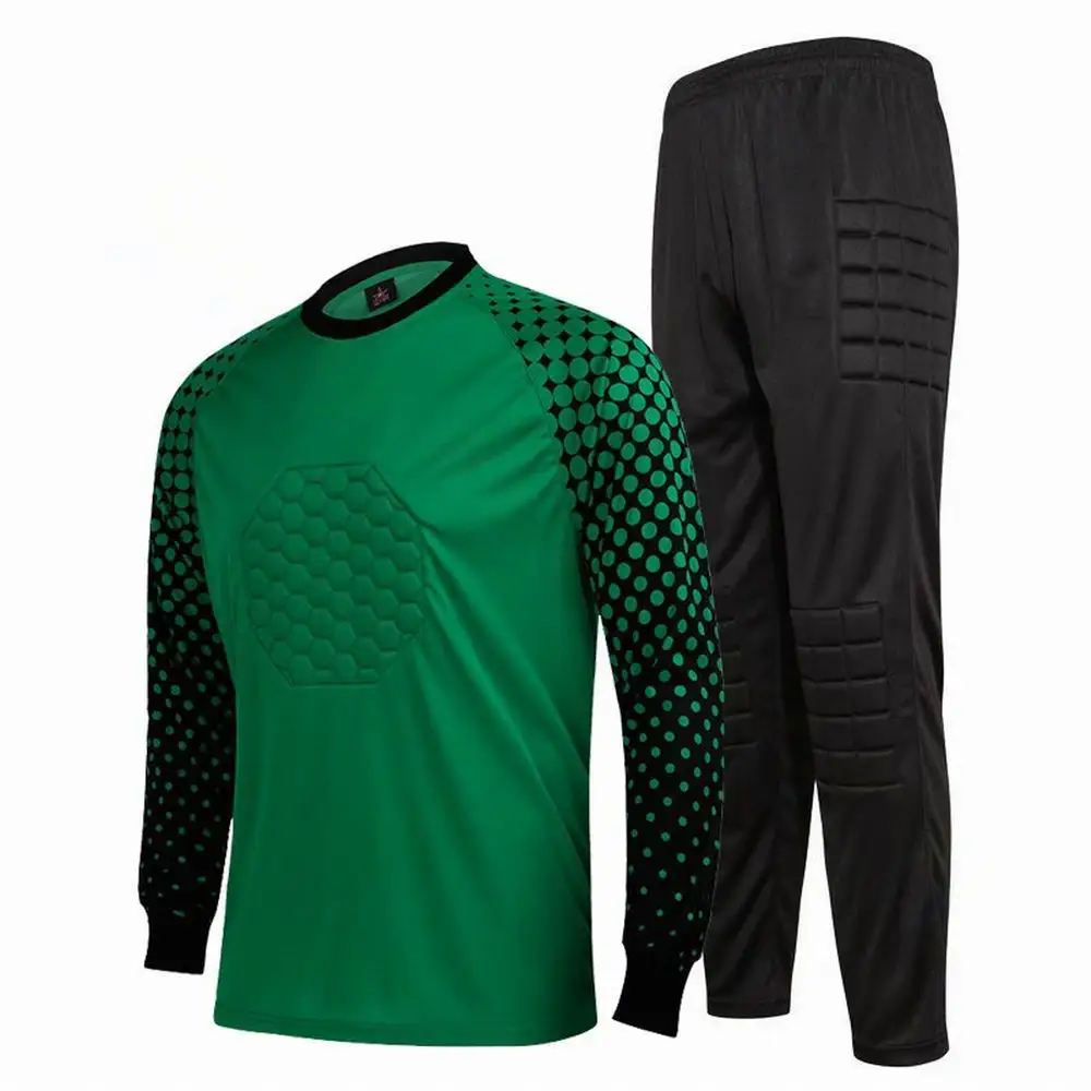 thumbnail image 1 of Uniforme de portero de fútbol para niños y hombres, camiseta de entrenamiento de manga larga con esponja protectora, camiseta de fútbol y pantalones, 1 of 5