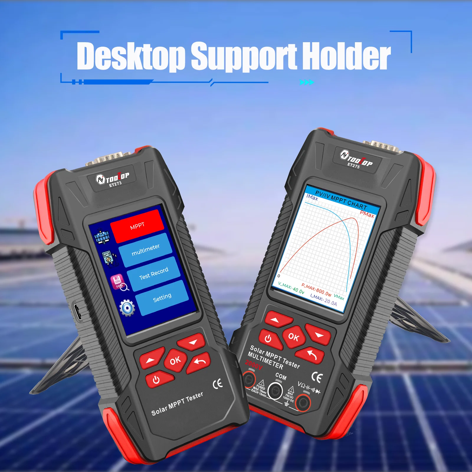 2000W Solar Panel Tester 3.2Inch MPPT Curves Photovoltaic Multimeter Pmax Voc Ls