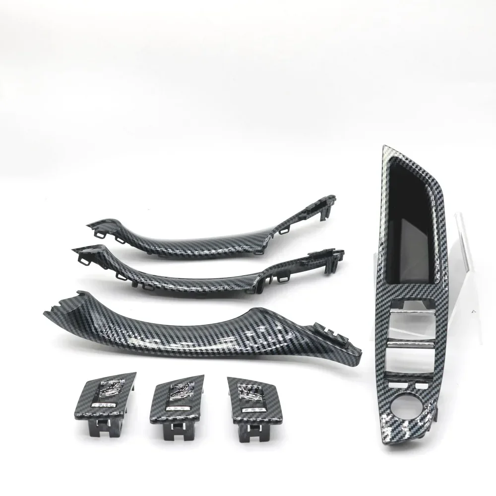 BMW 5 시리즈 F10 F11 F18 520i 523i 525i 528i 535i 용 LHD RHD 카본 파이버 인테리어 도어 풀 핸들 7PCS 세트