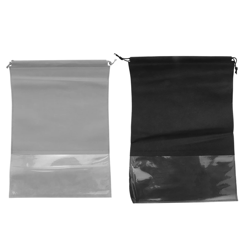 

20 шт., дорожные сумки для обуви, большие органайзеры для упаковки обуви, нетканые сумки для хранения обуви с толстой веревкой, черные + серые