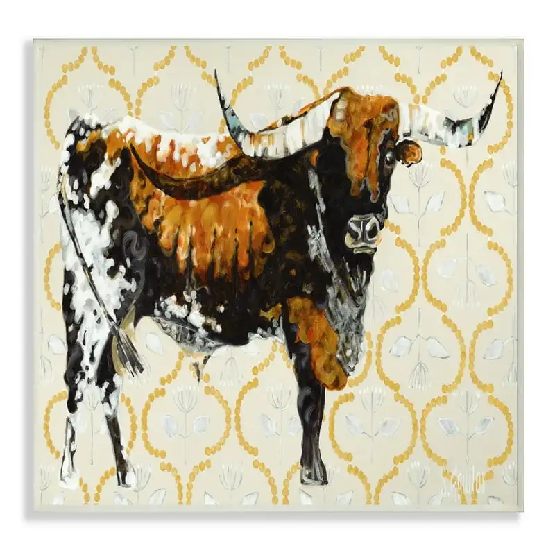 

Industries Gold Cow Animal Pattern Neutral Painting Unframed Art Print Wall Art, 13x19, by Stephanie Aguilar