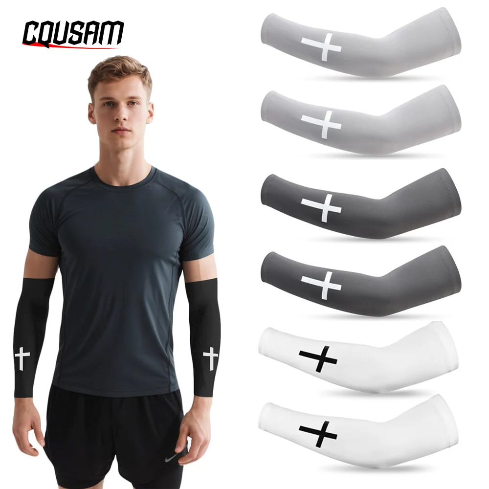 Cross UV Cooling Arm Sleeve Christian Compression Arm Sleeve Youth Football Baseball Volleyball Sports Cycling Working 1Pair