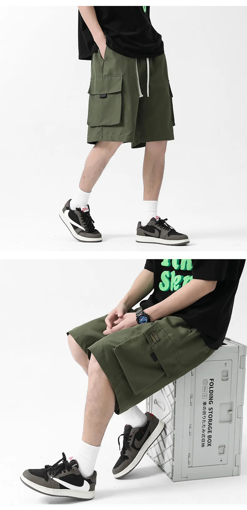 Summer Mens Workwear Shorts Five-point Casual Pants Loose Straight Guard Quick Dry Beach Japanese Sweatpants